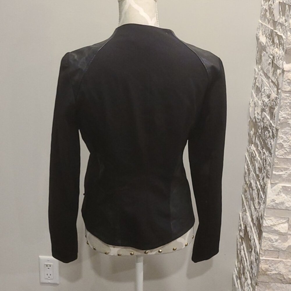 Calvin Klein Black Faux Leather Moto jacket - Picture 3 of 7